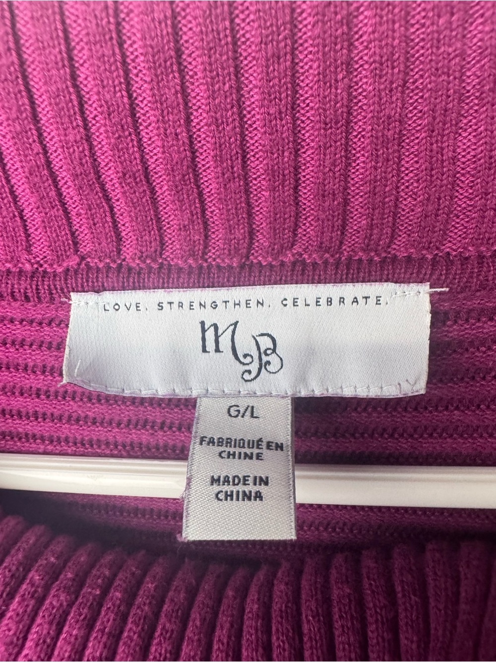 Fuchsia Ribbed Cowl Neck Sweater - Picture 3 of 3